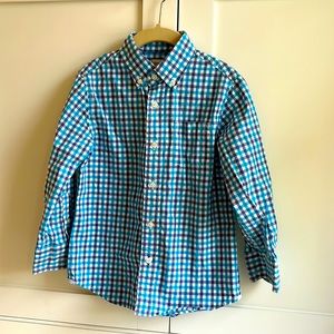 J.Crew Crewcuts Boys' Secret Wash shirt in blue gingham, size 4-5